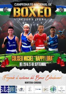 En Montería a partir de Hoy Sábado 20 al Sábado 27 de Septiembre 2025, se realiza el Campeonato Nacional de Boxeo Juvenil