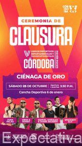 Córdoba celebra el cierre de los V Juegos Departamentales y Paradepartamentales con desfile y presentaciones musicales en Ciénaga de Oro