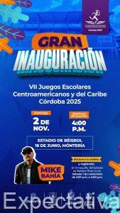 Gran inauguración este domingo de los Juegos Escolares Centroamericanos y del Caribe en el estadio 18 de Junio, Mike Bahía artista principal.