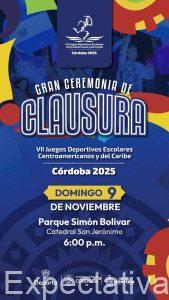 Nos invitan a a Revista EXPECTATIVA A la gran ceremonia de Clausura de los VII Juegos Centroaméricanos del Caribe 2025.