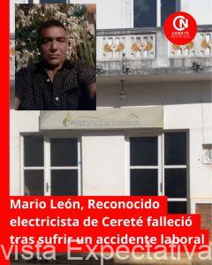 El colega periodista Edwin Tuirán Ruíz, se enteró desde Bogotá, de la grave noticia del hijo del otrora boxeador Mario de León, quien también se llamaba como su padre Mario de León